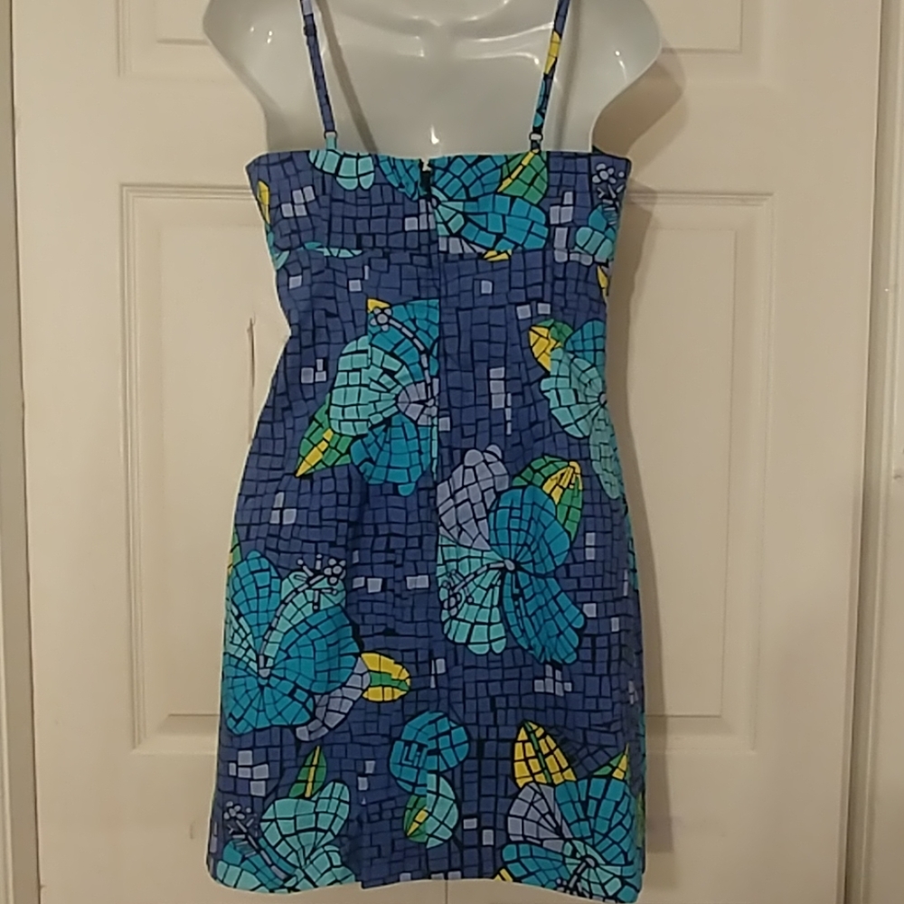 Lilly Pulitzer Cotton/Spandex Blue Mosaic Butterfly Summer Dress sz 8 NWT - Picture 6 of 6